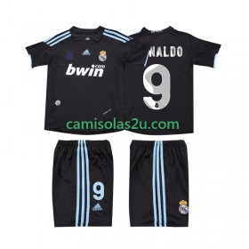Camisolas de futebol Real Madrid RONALDO 9 2009 2010 Retro Criança Equipamento Alternativa Manga Curta